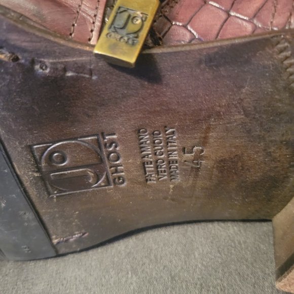 Jo Ghost size 45/Us12 brown leather snake and crock print main image 5
